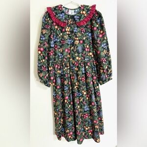 VINTAGE WEE CLANCY Girls Fruit Print Ruffle Cotton Dress Size‎ 16 Cottagecore